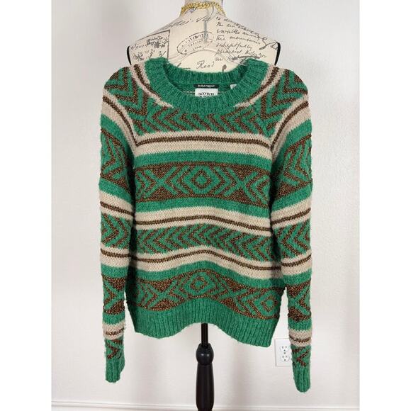 B20 Scotch & Soda Sweater Metallic Fair Isle Womens Small Folklore Swiftie Cozy - Picture 3 of 8